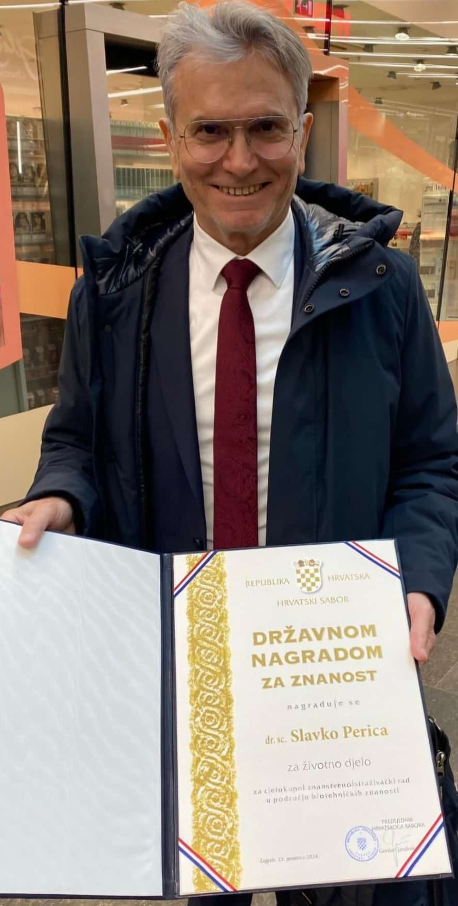 dr. sc. Slavko Perica nagrađen je državnom nagradom za znanost